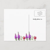 Happy Summer roze bloemen op wit goud en blauw Briefkaart (Achterkant)