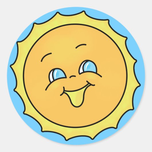 Happy Summer Sunshine Face Ronde Sticker (Voorkant)