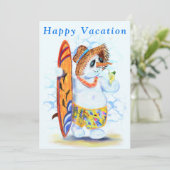 Happy Summer Vacation Kaart Snowman Surfer (Staand voorkant)
