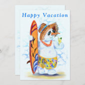 Happy Summer Vacation Kaart Snowman Surfer (Voorkant / Achterkant)