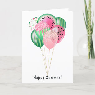 Happy Summer Watermelon Balloons Feestdagen Kaart