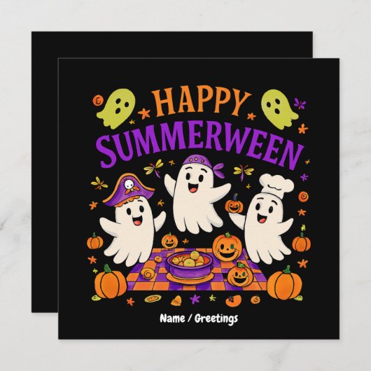 Happy Summerween Halloween Spooky Summer Ghost Kaart (Voorkant / Achterkant)