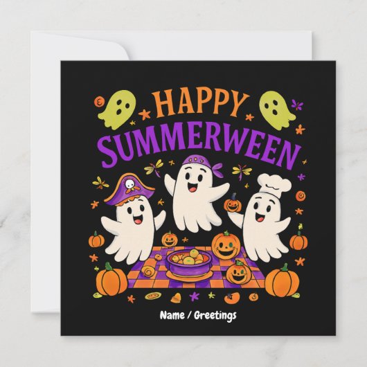 Happy Summerween Halloween Spooky Summer Ghost Kaart (Voorkant)