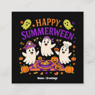 Happy Summerween Halloween Spooky Summer Ghost Vierkante Visitekaartje
