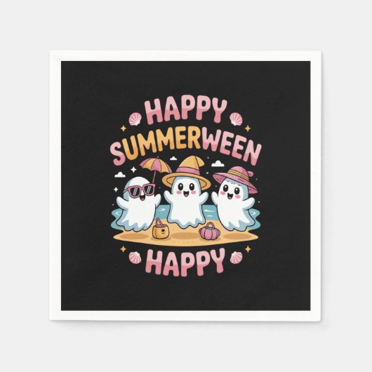 Happy Summerween Summer Halloween Schattige Servet (Voorkant)