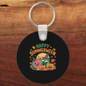 Happy Summerween Watermelon Jack-o-lantern Humor S Sleutelhanger (Voorkant)
