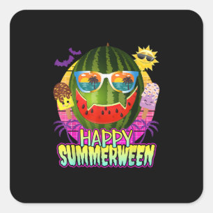 Happy Summerween Watermelon Jack O Lantern Vierkante Sticker