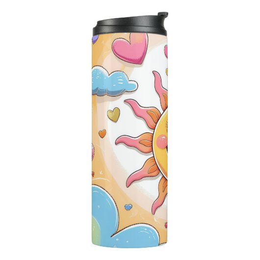 Happy Sun en Clouds Nursery Design Thermosbeker (Gedraaid links)