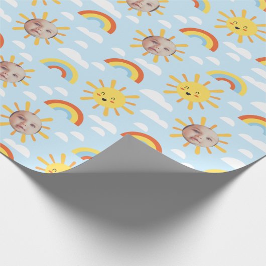 Happy Sun en Sky Custom Photo Wrapping Paper Cadeaupapier (Hoek)
