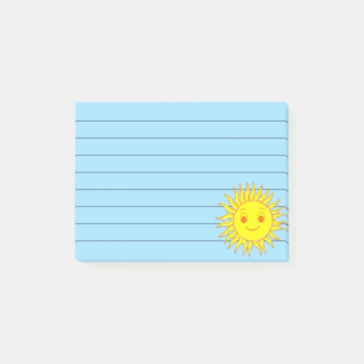 Happy Sun Face Tekening Lined Post-it® Notes (Voorkant)