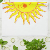 Happy Sun Face Tekening Theedoek (Gevouwen)