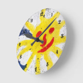 Happy Sun-gezicht glimlacht Ronde Klok (Hoek)