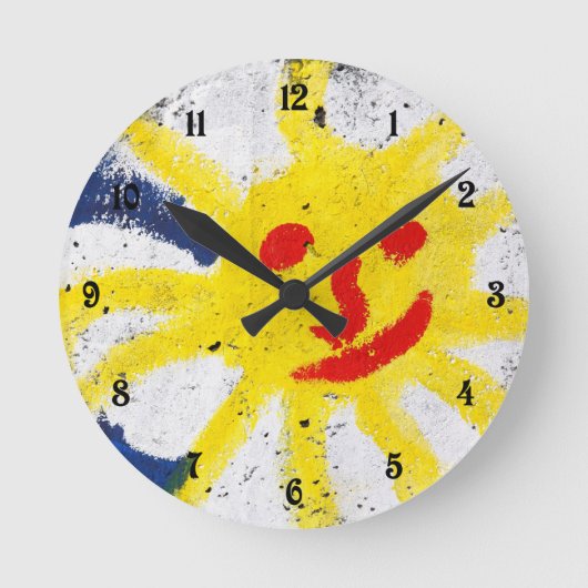 Happy Sun-gezicht glimlacht Ronde Klok (Voorkant)
