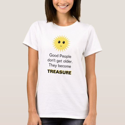 Happy sun & good senior people bericht t-shirt (Voorkant)