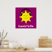 Happy sun & headphones Lovin' Life poster (Keuken)