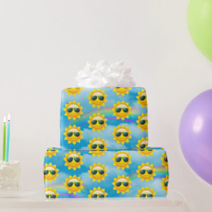 Happy Sun met zonnebrillen en regenboog Cadeaupapier
