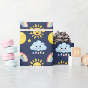 Happy Sun, Moon, Cloud en Rainbow Cadeaupapier