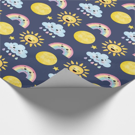 Happy Sun, Moon, Cloud en Rainbow Cadeaupapier (Hoek)