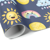 Happy Sun, Moon, Cloud en Rainbow Cadeaupapier (Rol Hoek)