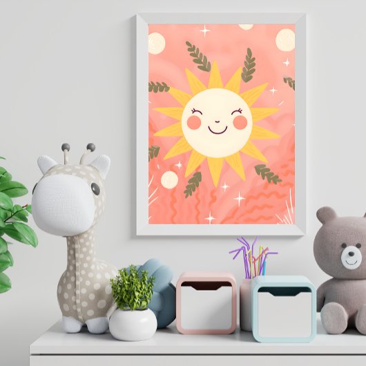Happy Sun Nursery Wall Art Poster