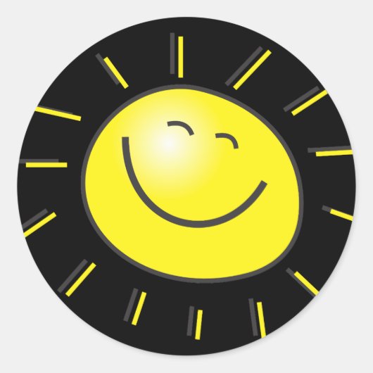 Happy Sun Ronde Sticker (Voorkant)