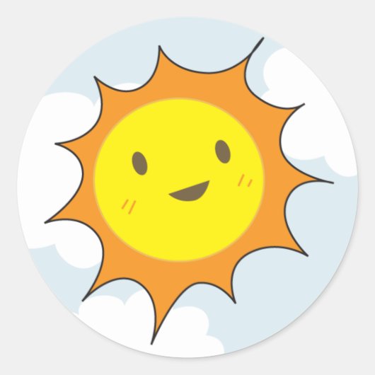 Happy Sun Ronde Sticker (Voorkant)