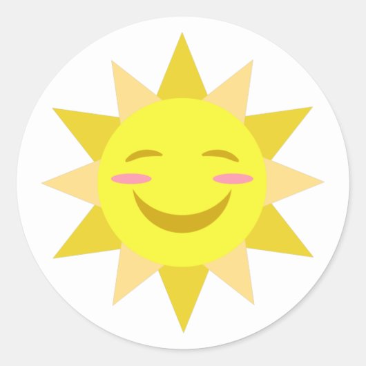 Happy Sun Ronde Sticker (Voorkant)