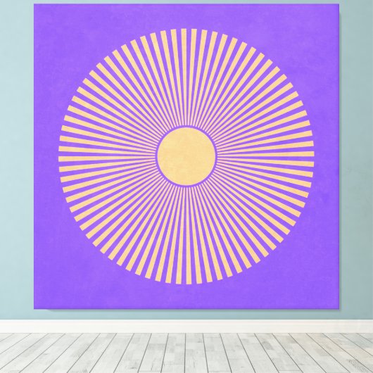 Happy Sunburst Stretched Canvas Print (Insitu (Houten vloer))