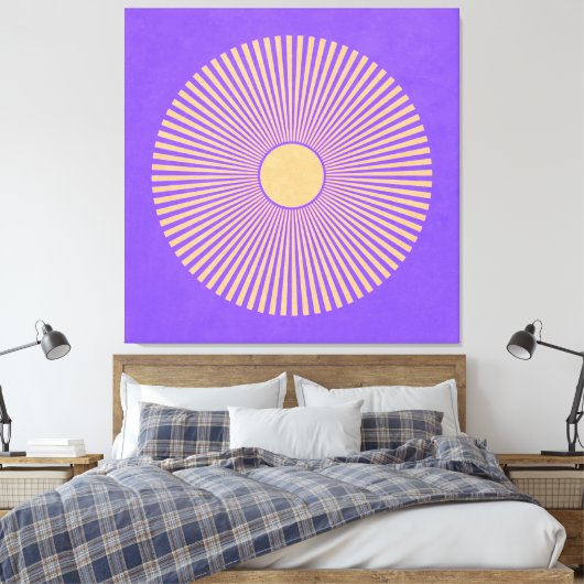 Happy Sunburst Stretched Canvas Print (Insitu (Slaapkamer))