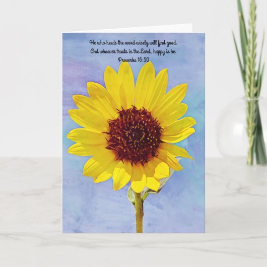 Happy Sunflower Scripture Kaart Proverbs 16:20 (Voorkant)