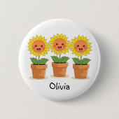 Happy Sunflowers gepersonaliseerd Ronde Button 5,7 Cm (Voorkant)
