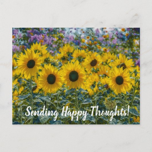 Happy Sunflowers Happy Thoughts Briefkaart (Voorkant)