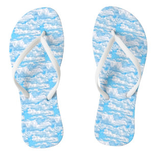 Happy Sunny Clouds Blue Background Teenslippers