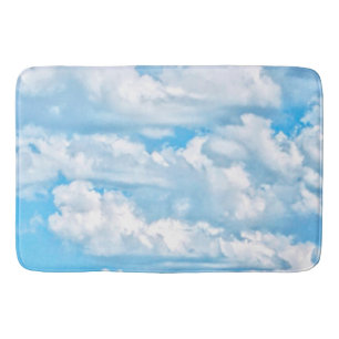 Happy Sunny Clouds over Print Background Badmat