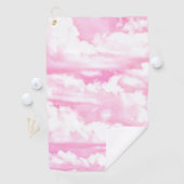 Happy Sunny Clouds Roze Fuchsia Achtergrond op een Golfhanddoek (Insitu)