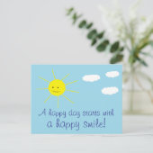 Happy Sunny Day Cute Smiling Sun Print Briefkaart (Staand voorkant)