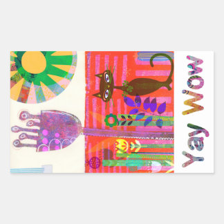 Happy Sunshine Cat Flower Garden Rechthoekige Sticker