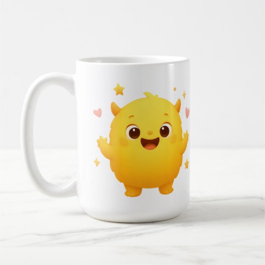 Happy Sunshine Monster Kids Mug — Cheerful Yellow (Gauche)