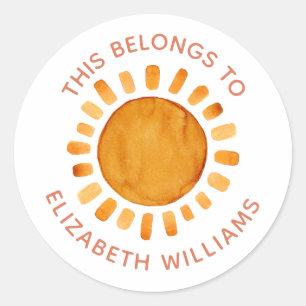 Happy Sunshine Personalized Name School Ronde Sticker