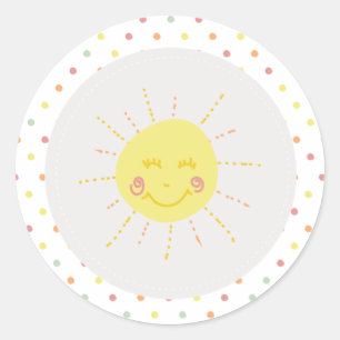 Happy Sunshine polkadot Party Paper Bord Ronde Sticker