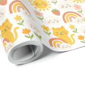 "Happy Sunshine & Rainbow Friends – Cute Kids Room Cadeaupapier (Rol Hoek)