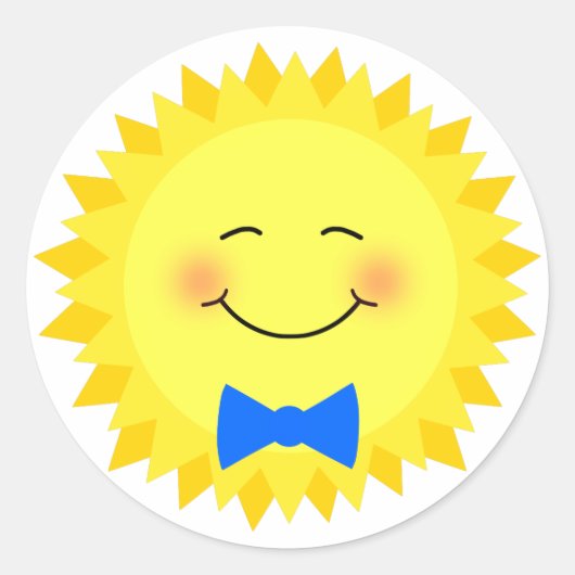 Happy Sunshine Ronde Sticker (Voorkant)