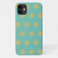 Happy Sunshine Suns Pattern blauwgroen