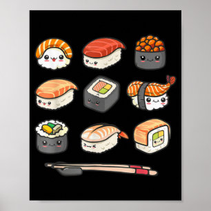Happy Sushi Anime Kawaii plaatste Japans eten Love Poster