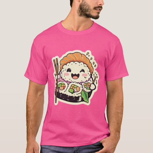 Happy Sushi Roll - Joli T-Shirt Foodie Mignonne &  (Devant)