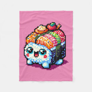 Happy Sushi Roll - Schattigee Pixel Art Japans ete Fleece Deken