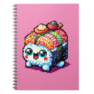 Happy Sushi Roll - Schattigee Pixel Art Japans ete Notitieboek