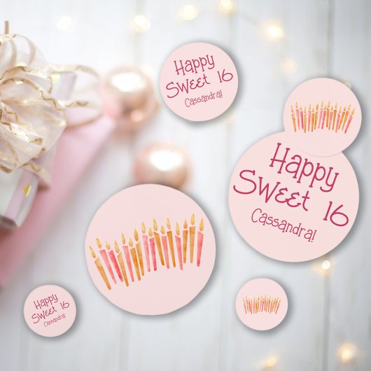 Happy Sweet 16 Candles Tafel Confetti