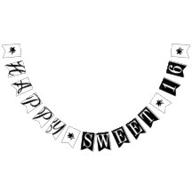 HAPPY SWEET 16 zwart-wit verjaardagsdecor
