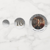 Happy Sweet 16th Birthday Falling Black Glitter Confetti (Voorkanten)